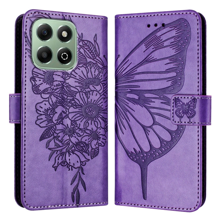 For Honor X6b Embossed Butterfly Leather Phone Case