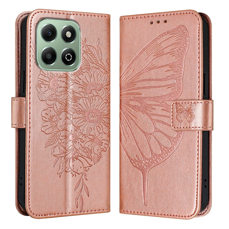 For Honor X6b Embossed Butterfly Leather Phone Case