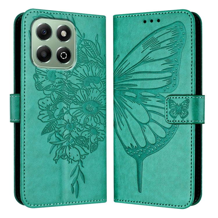 For Honor X6b Embossed Butterfly Leather Phone Case