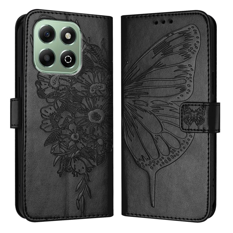 For Honor X6b Embossed Butterfly Leather Phone Case