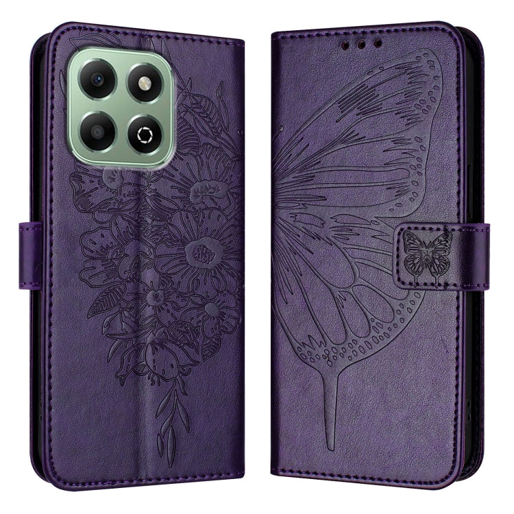 For Honor X6b Embossed Butterfly Leather Phone Case