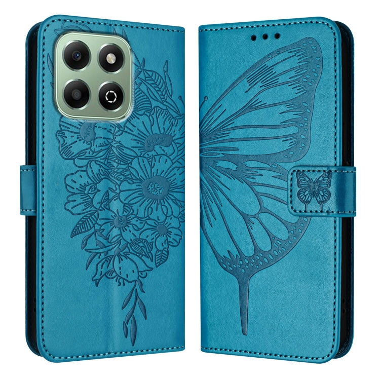 For Honor X6b Embossed Butterfly Leather Phone Case