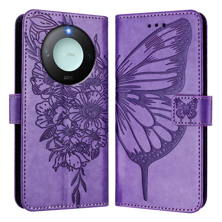 For Honor X9C Smart Global Embossed Butterfly Leather Phone Case