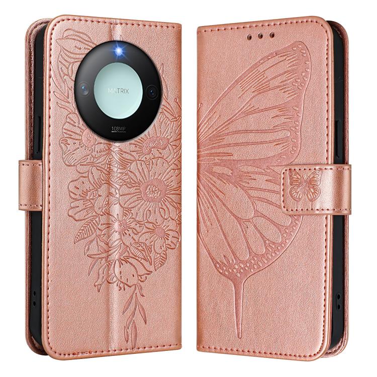 For Honor X9C Smart Global Embossed Butterfly Leather Phone Case