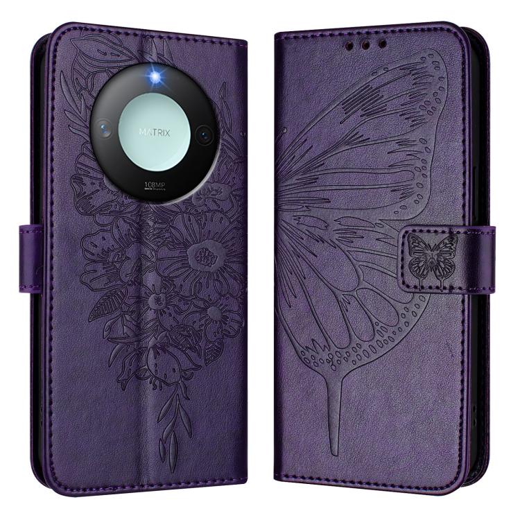 For Honor X9C Smart Global Embossed Butterfly Leather Phone Case