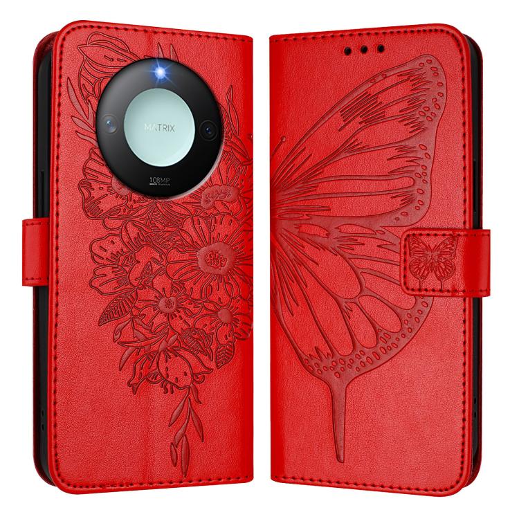 For Honor X9C Smart Global Embossed Butterfly Leather Phone Case