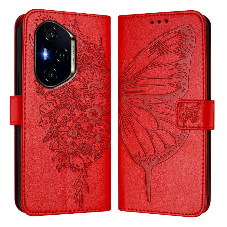 For Honor 400 Global 156.5mm Embossed Butterfly Leather Phone Case