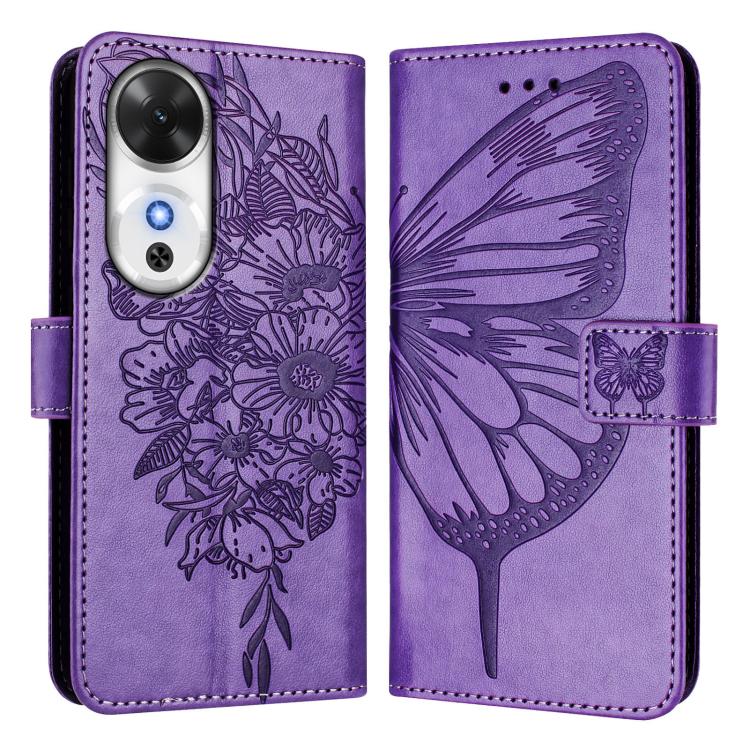 For Honor Play 60 5G Embossed Butterfly Leather Phone Case
