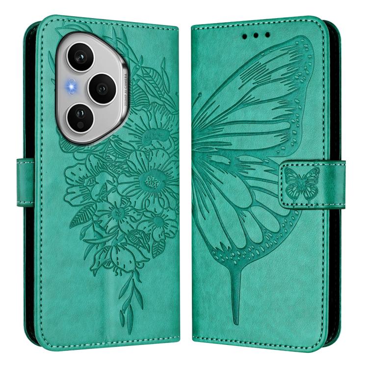 For Honor 400 Pro 5G Global 160.8mm Embossed Butterfly Leather Phone Case