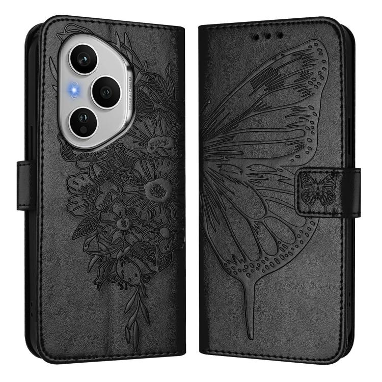 For Honor 400 Pro 5G Global 160.8mm Embossed Butterfly Leather Phone Case