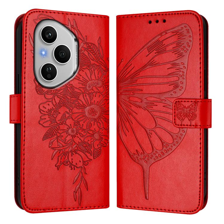 For Honor 400 Pro 5G Global 160.8mm Embossed Butterfly Leather Phone Case