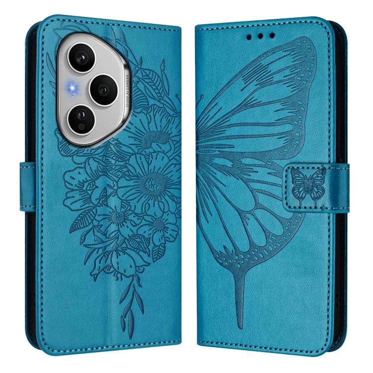 For Honor 400 Pro 5G Global 160.8mm Embossed Butterfly Leather Phone Case