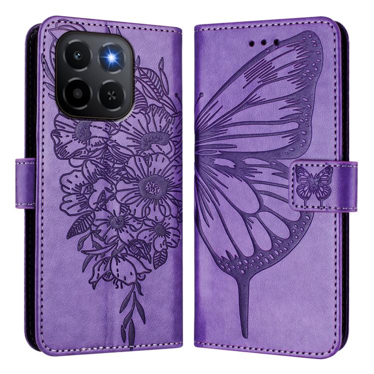 For Honor X6c 4G Embossed Butterfly Leather Phone Case