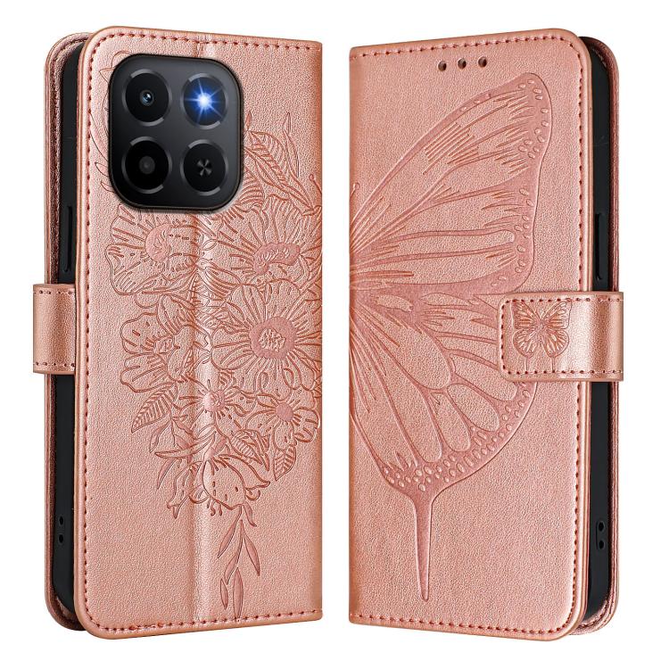 For Honor X6c 4G Embossed Butterfly Leather Phone Case