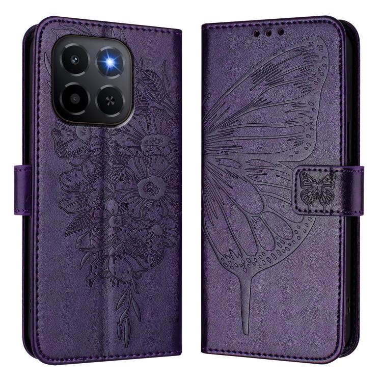 For Honor X6c 4G Embossed Butterfly Leather Phone Case