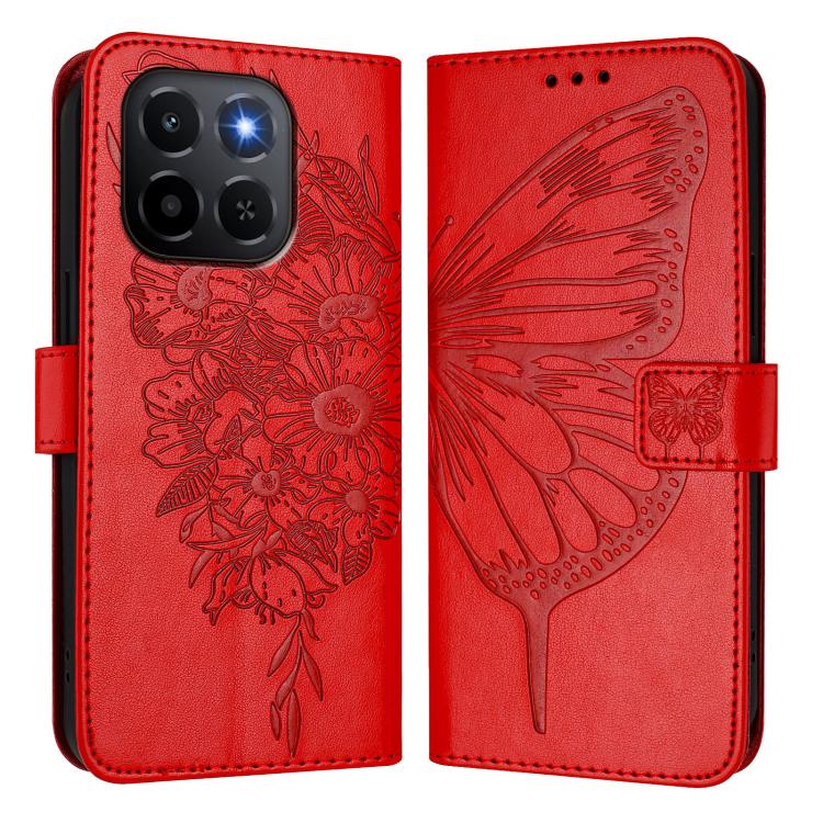 For Honor X6c 4G Embossed Butterfly Leather Phone Case