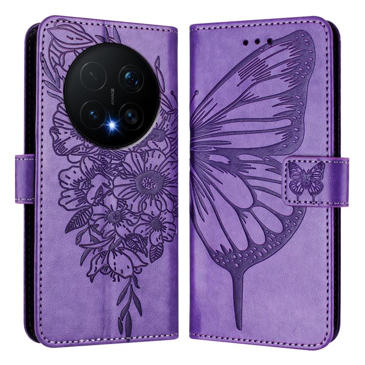 For Honor Magic8 Pro Embossed Butterfly Leather Phone Case