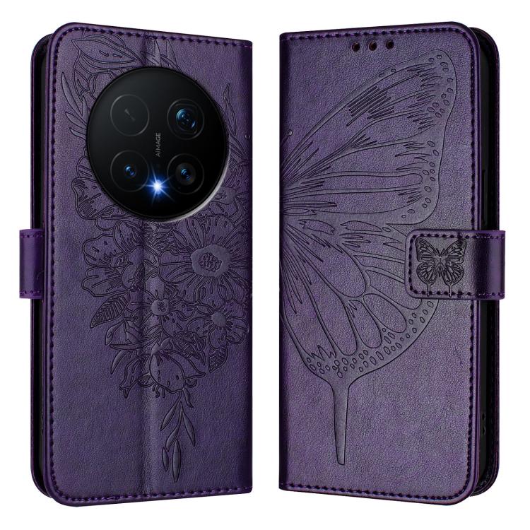 For Honor Magic8 Pro Embossed Butterfly Leather Phone Case