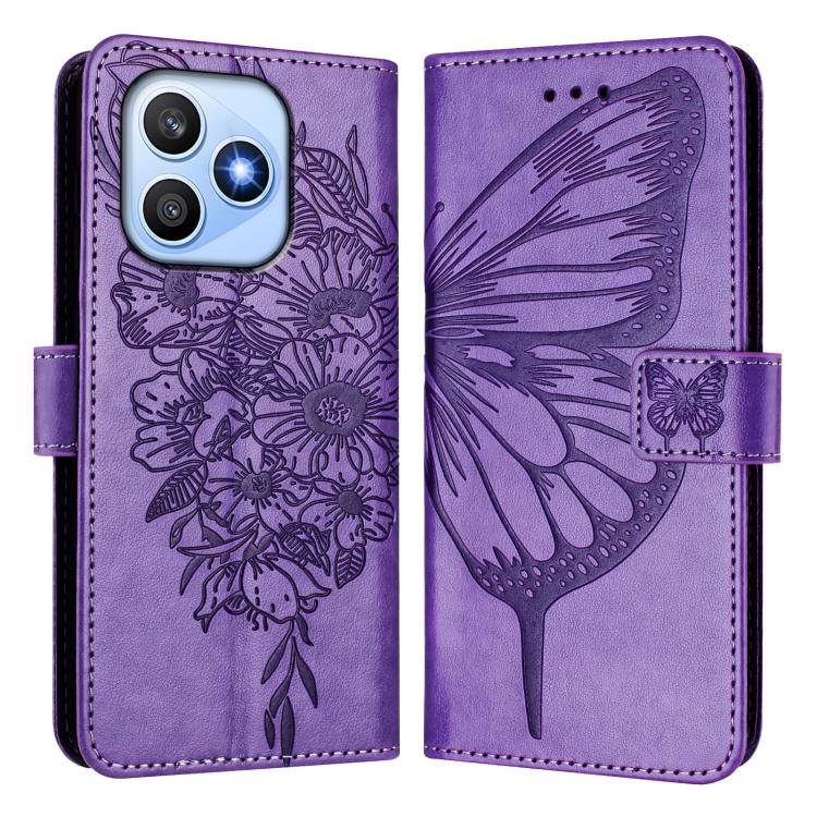 For Honor X8d 4G Global Embossed Butterfly Leather Phone Case