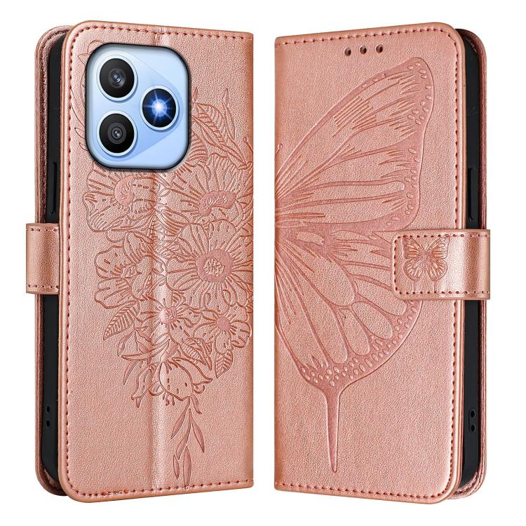 For Honor X8d 4G Global Embossed Butterfly Leather Phone Case