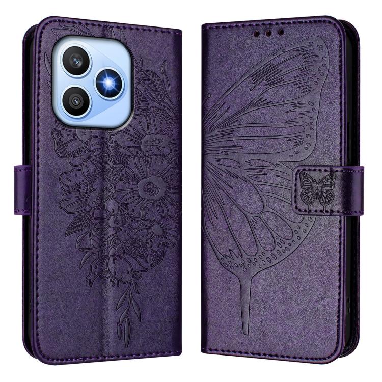 For Honor X8d 4G Global Embossed Butterfly Leather Phone Case
