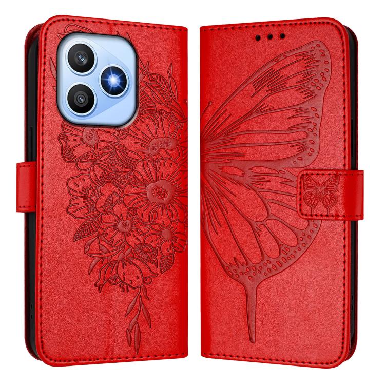 For Honor X8d 4G Global Embossed Butterfly Leather Phone Case