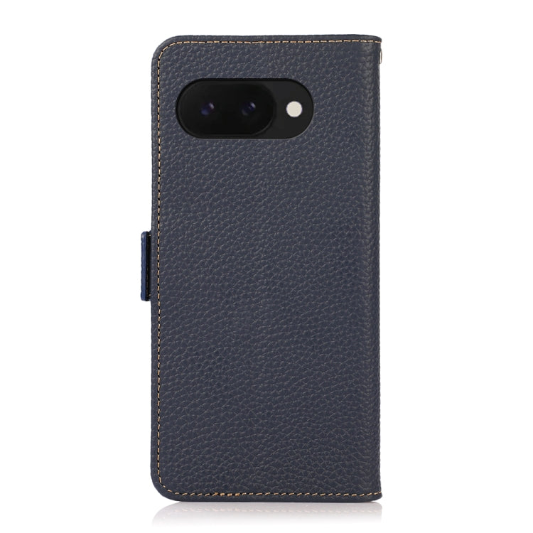 For Google Pixel 9a KHAZNEH Side-Magnetic Litchi Genuine Leather RFID Phone Case