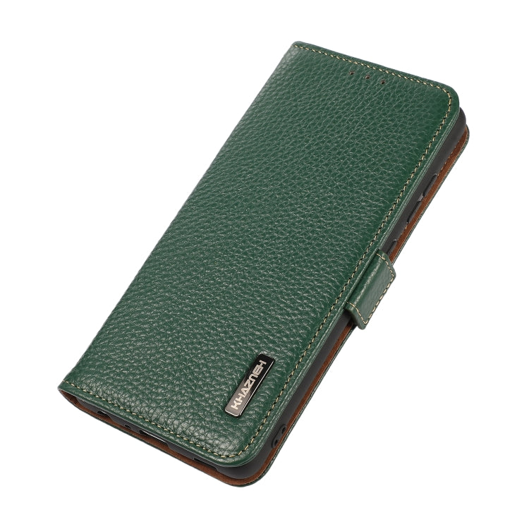 For Google Pixel 9a KHAZNEH Side-Magnetic Litchi Genuine Leather RFID Phone Case