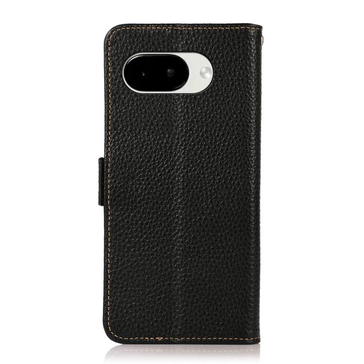 For Google Pixel 10a KHAZNEH Side-Magnetic Litchi Genuine Leather RFID Phone Case