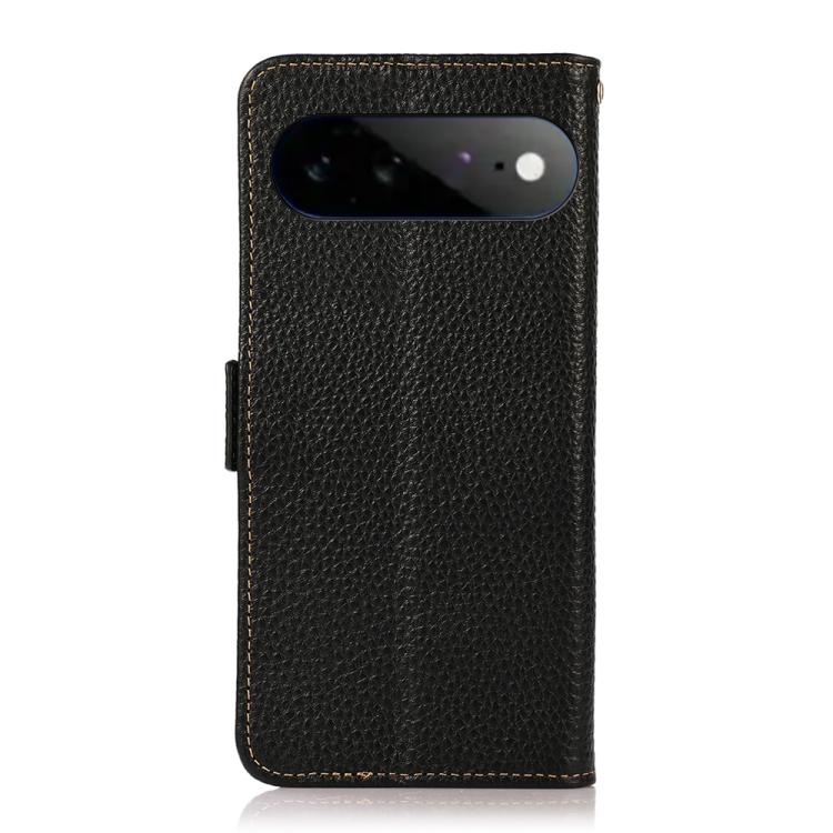 For Google Pixel 11 Pro XL KHAZNEH Side-Magnetic Litchi Genuine Leather RFID Phone Case
