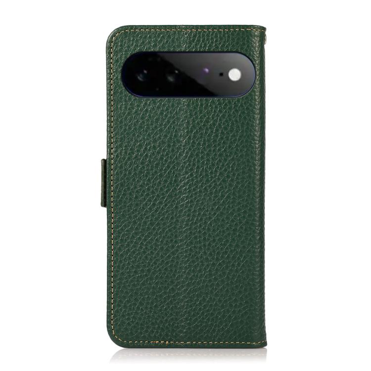 For Google Pixel 11 Pro XL KHAZNEH Side-Magnetic Litchi Genuine Leather RFID Phone Case