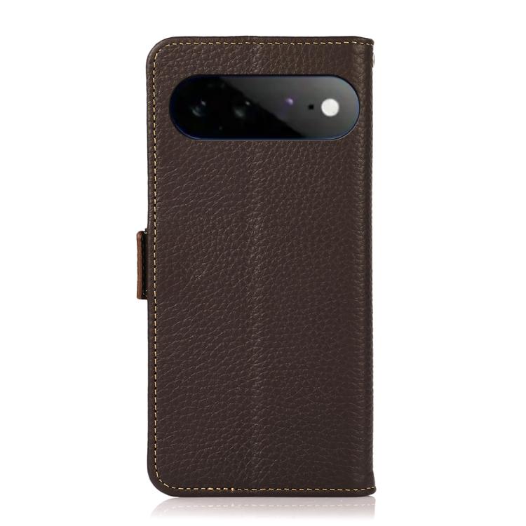 For Google Pixel 11 Pro XL KHAZNEH Side-Magnetic Litchi Genuine Leather RFID Phone Case