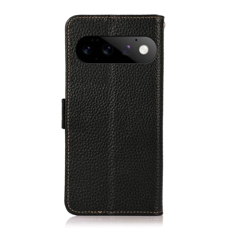 For Google Pixel 11 Pro / 11 KHAZNEH Side-Magnetic Litchi Genuine Leather RFID Phone Case
