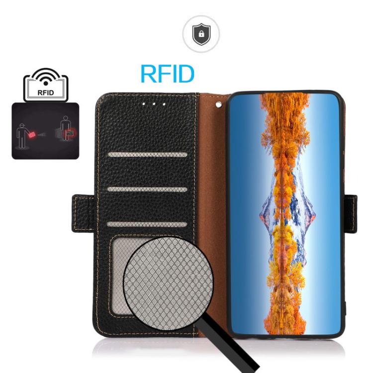 For Google Pixel 11 Pro / 11 KHAZNEH Side-Magnetic Litchi Genuine Leather RFID Phone Case