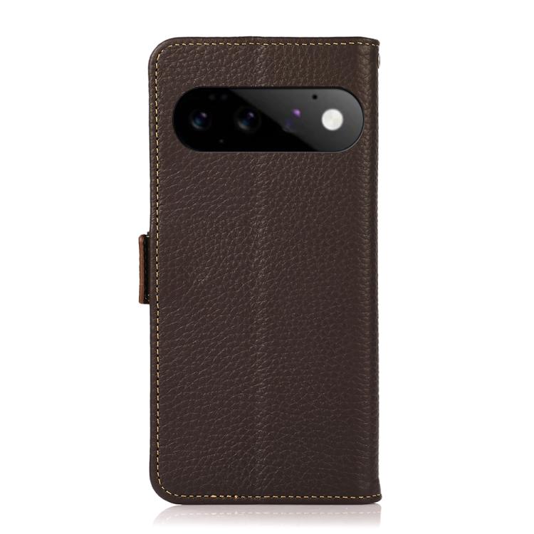 For Google Pixel 11 Pro / 11 KHAZNEH Side-Magnetic Litchi Genuine Leather RFID Phone Case