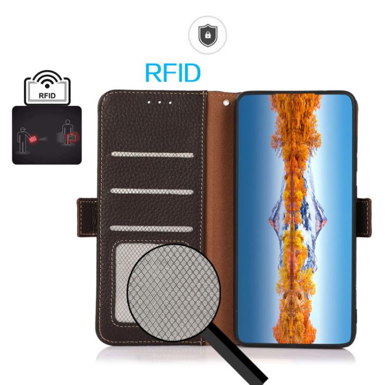 For Google Pixel 11 Pro / 11 KHAZNEH Side-Magnetic Litchi Genuine Leather RFID Phone Case