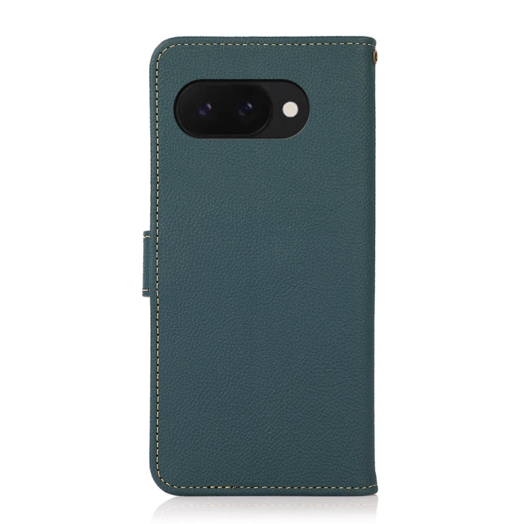 For Google Pixel 9a KHAZNEH Custer Genuine Leather RFID Phone Case