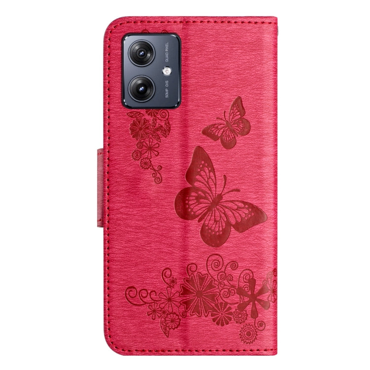 For Motorola Moto G35 Butterfly Embossed Flip Leather Phone Case