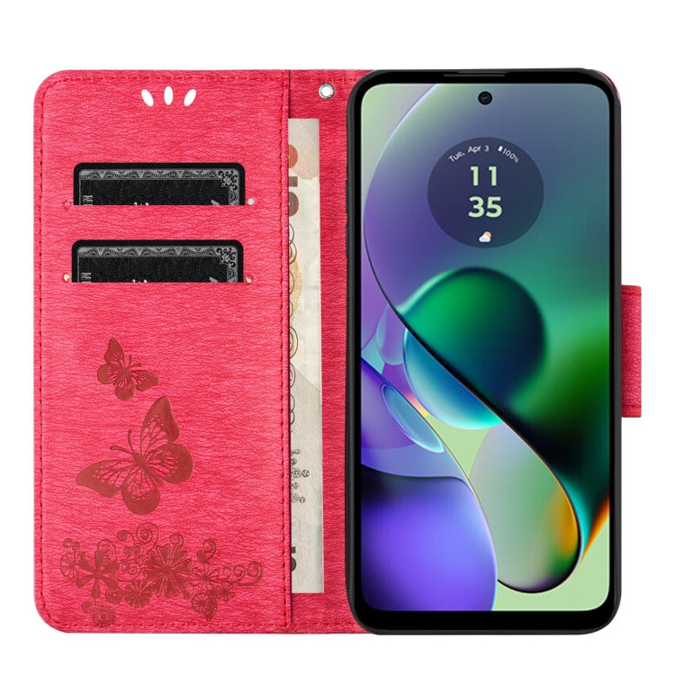 For Motorola Moto G35 Butterfly Embossed Flip Leather Phone Case