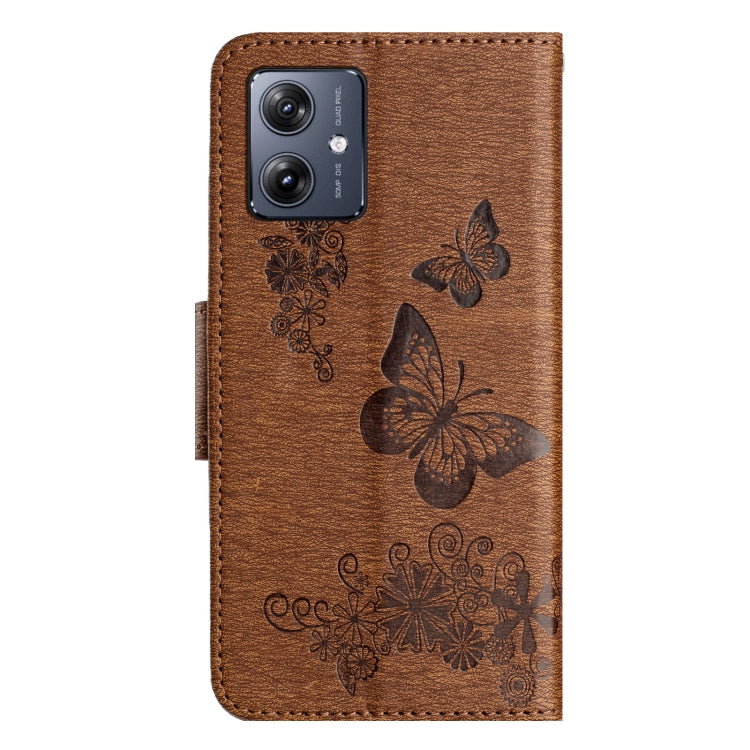 For Motorola Moto G35 Butterfly Embossed Flip Leather Phone Case