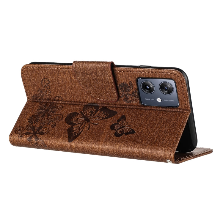 For Motorola Moto G35 Butterfly Embossed Flip Leather Phone Case