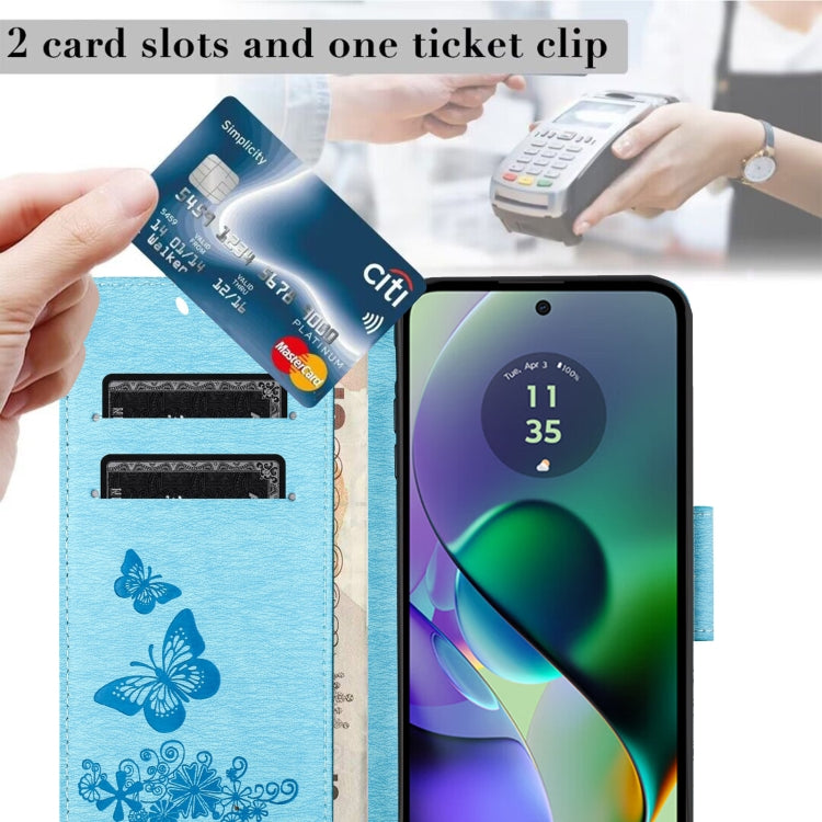 For Motorola Moto G35 Butterfly Embossed Flip Leather Phone Case