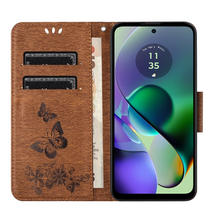 For Motorola Moto G55 Butterfly Embossed Flip Leather Phone Case