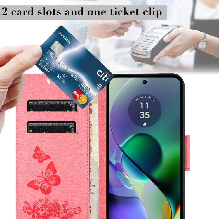 For Motorola Moto G55 Butterfly Embossed Flip Leather Phone Case