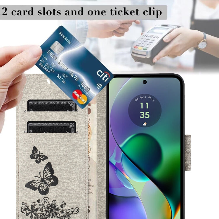 For Motorola Moto G55 Butterfly Embossed Flip Leather Phone Case