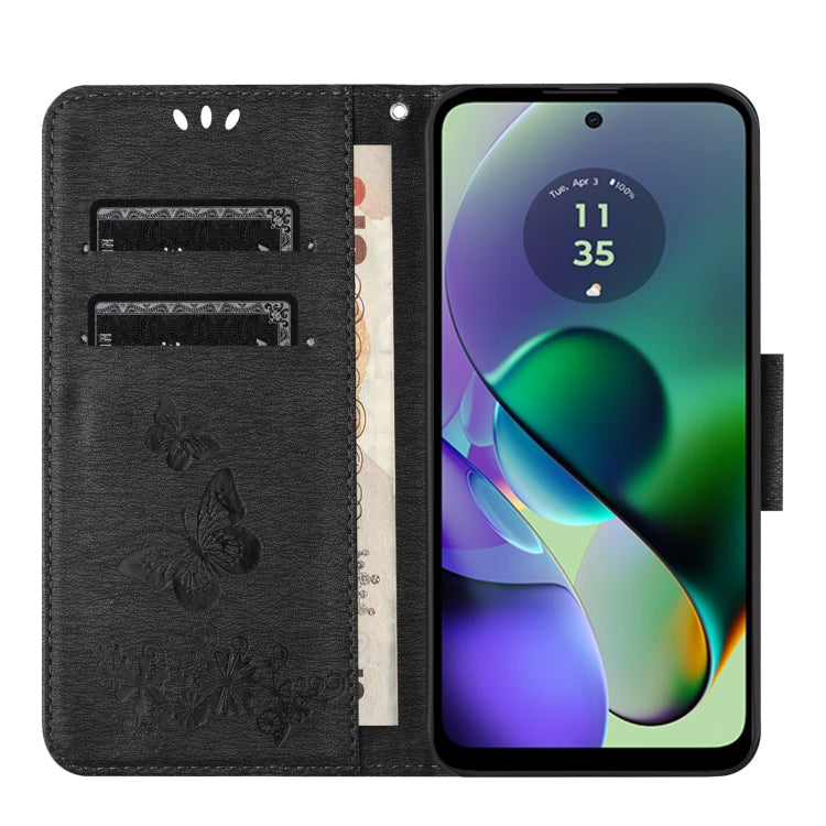 For Motorola Moto G55 Butterfly Embossed Flip Leather Phone Case