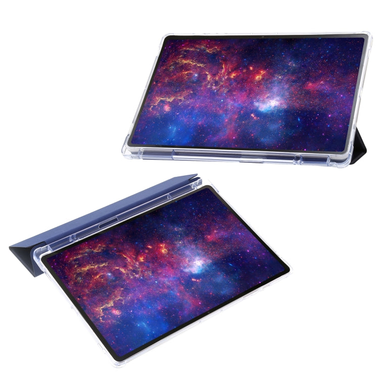For Samsung Galaxy Tab S10 Ultra 3-Fold Clear Acrylic Leather Tablet Case