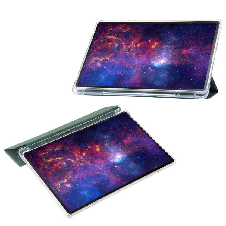 For Samsung Galaxy Tab S10 Ultra 3-Fold Clear Acrylic Leather Tablet Case