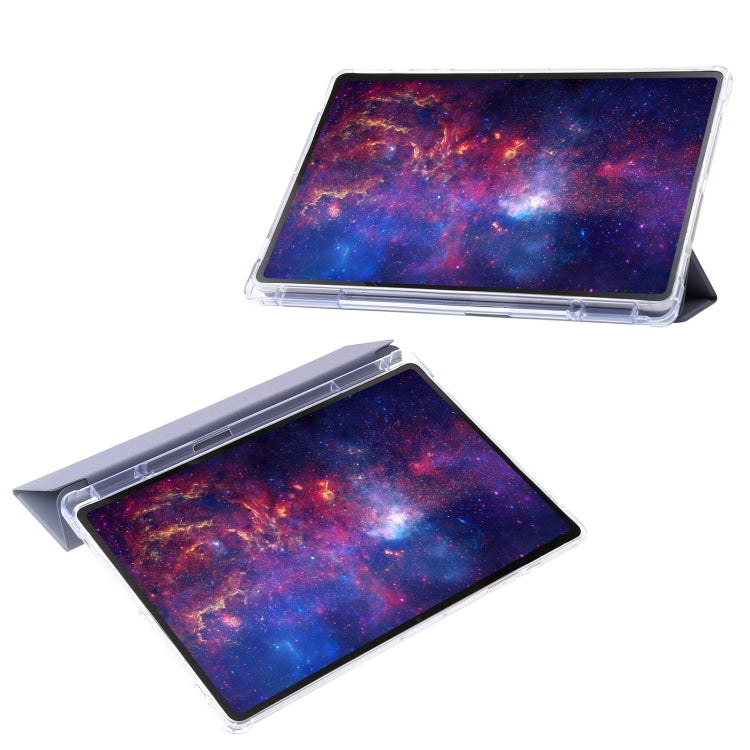 For Samsung Galaxy Tab S10 Ultra 3-Fold Clear Acrylic Leather Tablet Case