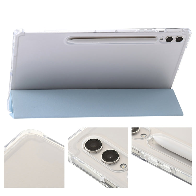 For Samsung Galaxy Tab S10 Ultra 3-Fold Clear Acrylic Leather Tablet Case